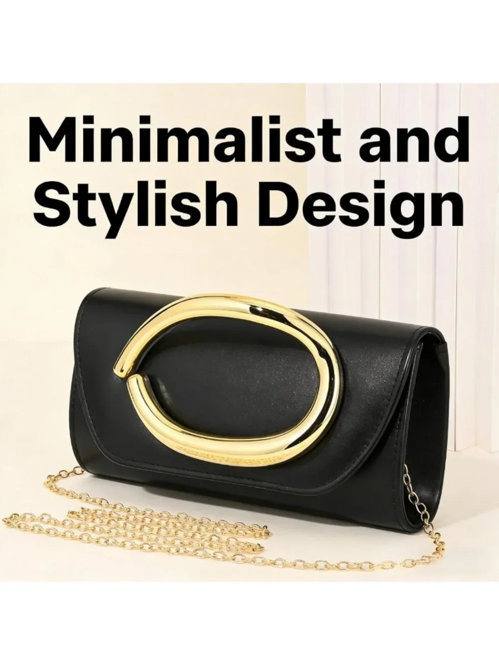Chic PU Leather Evening Clutch Purse with Detachable Chain & Metal Handle